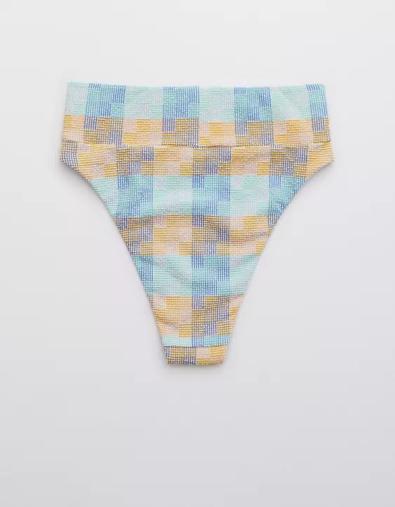 Aerie Patchwork High Cut Cheeky Bikini Bottom | American Eagle Outfitters (US & CA)