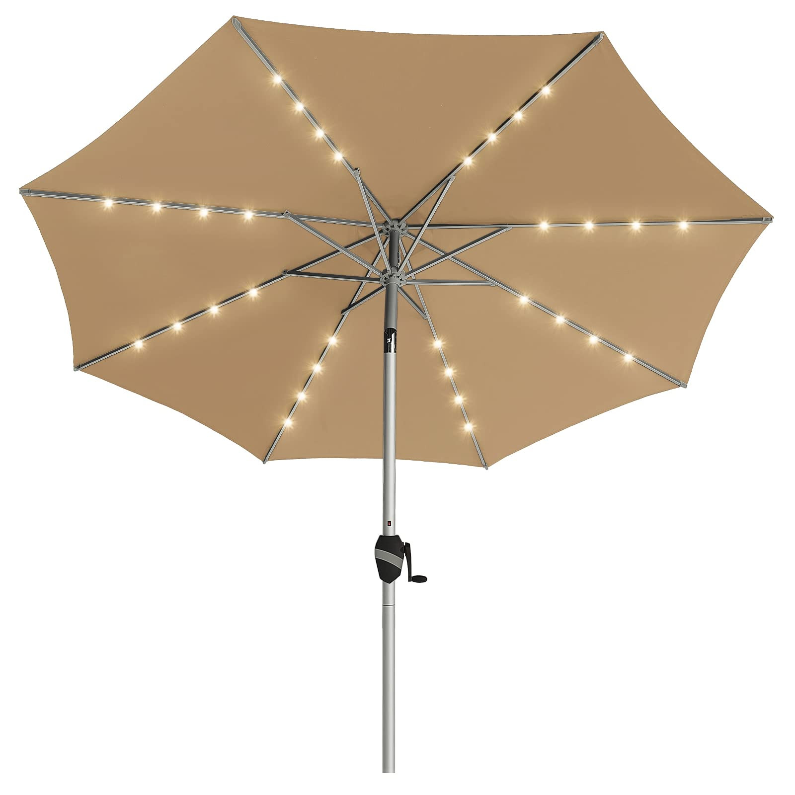 BLUU 9 Ft Patio Umbrella with Solar LED Lights, 5-Year Fade-Resistant Aluminum Outdoor Table Umbr... | Amazon (US)