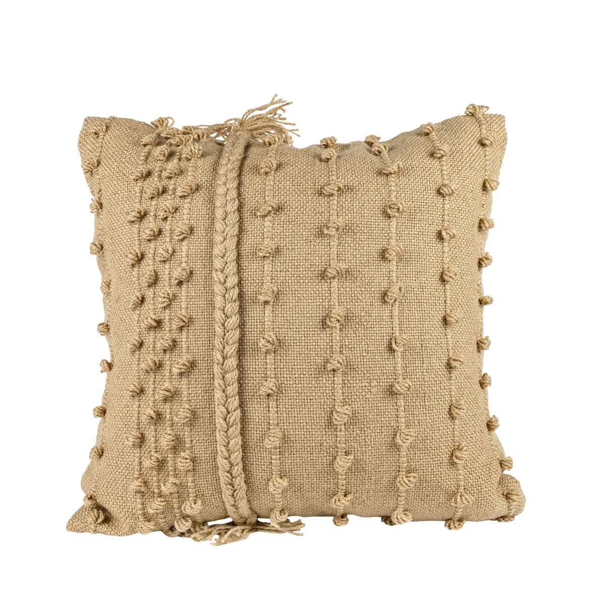 Tan Pulled Knot 18X18 Hand Woven Filled Outdoor Pillow - Foreside Home & Garden | Target