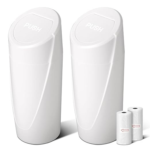 Car Trash Can Bin with Lid - 2 Packs Car Garbage Can Cup Holder - White Mini Leakproof Vehicle Tr... | Amazon (US)