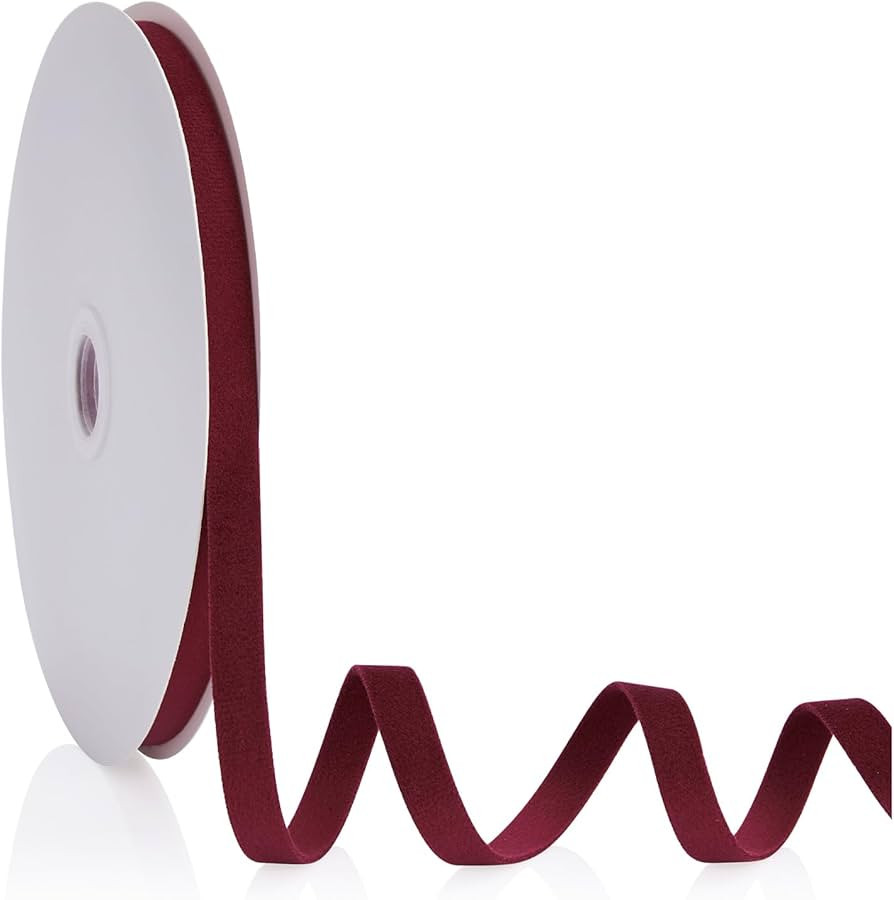 Wine Red 3/8 inch Velvet Ribbon, Double Faced Continuous 20 Yards Velvet Ribbon Use for Christmas... | Amazon (US)