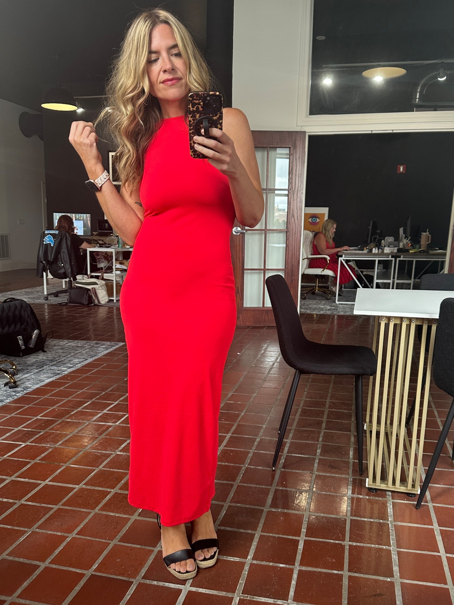 This slinky bodycon has a high neck, back slit, and thick fabric. 

I recommend you size down one size, Racerback bra required  

#LTKWorkwear #LTKFindsUnder50 #LTKOver40