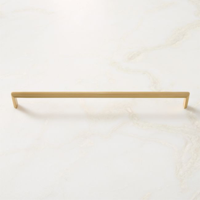 Curveaux scored brushed brass handle, 12 inch