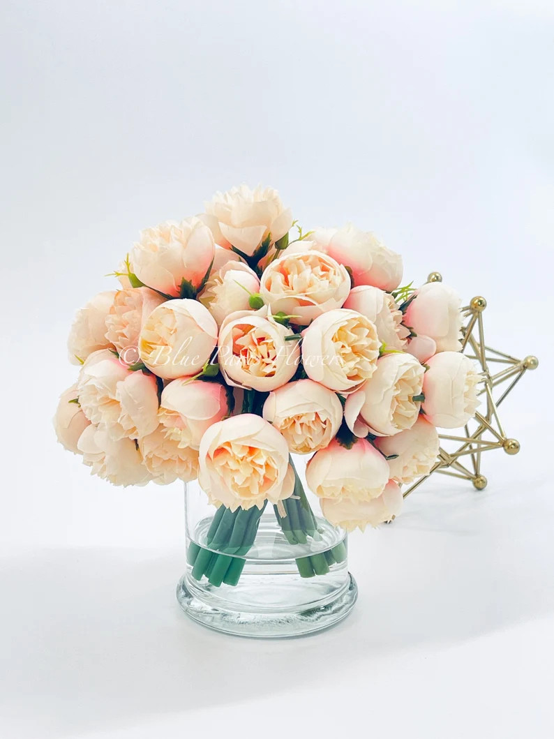 Light Pink 54 Smaller Head Peonies, Centerpiece, Faux Flower Arrangement French Country Arrangeme... | Etsy (US)