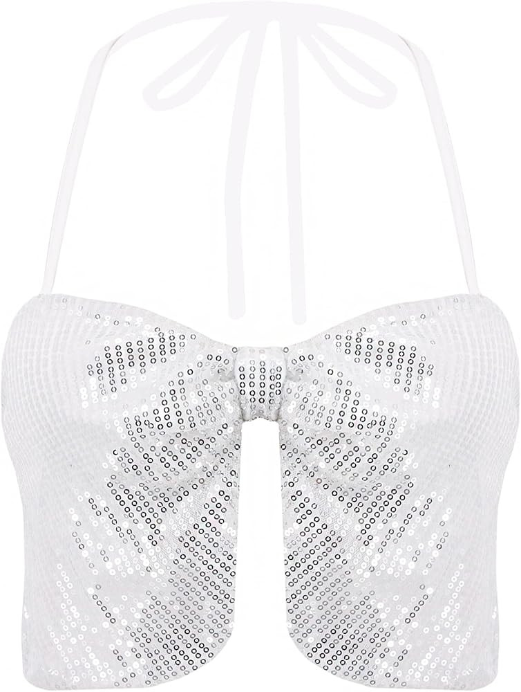 Erinaco Women's Rhinestone Diamond Tank Top Color Beaded Sling Tube Top Bustier Vest Crop Top Sex... | Amazon (US)