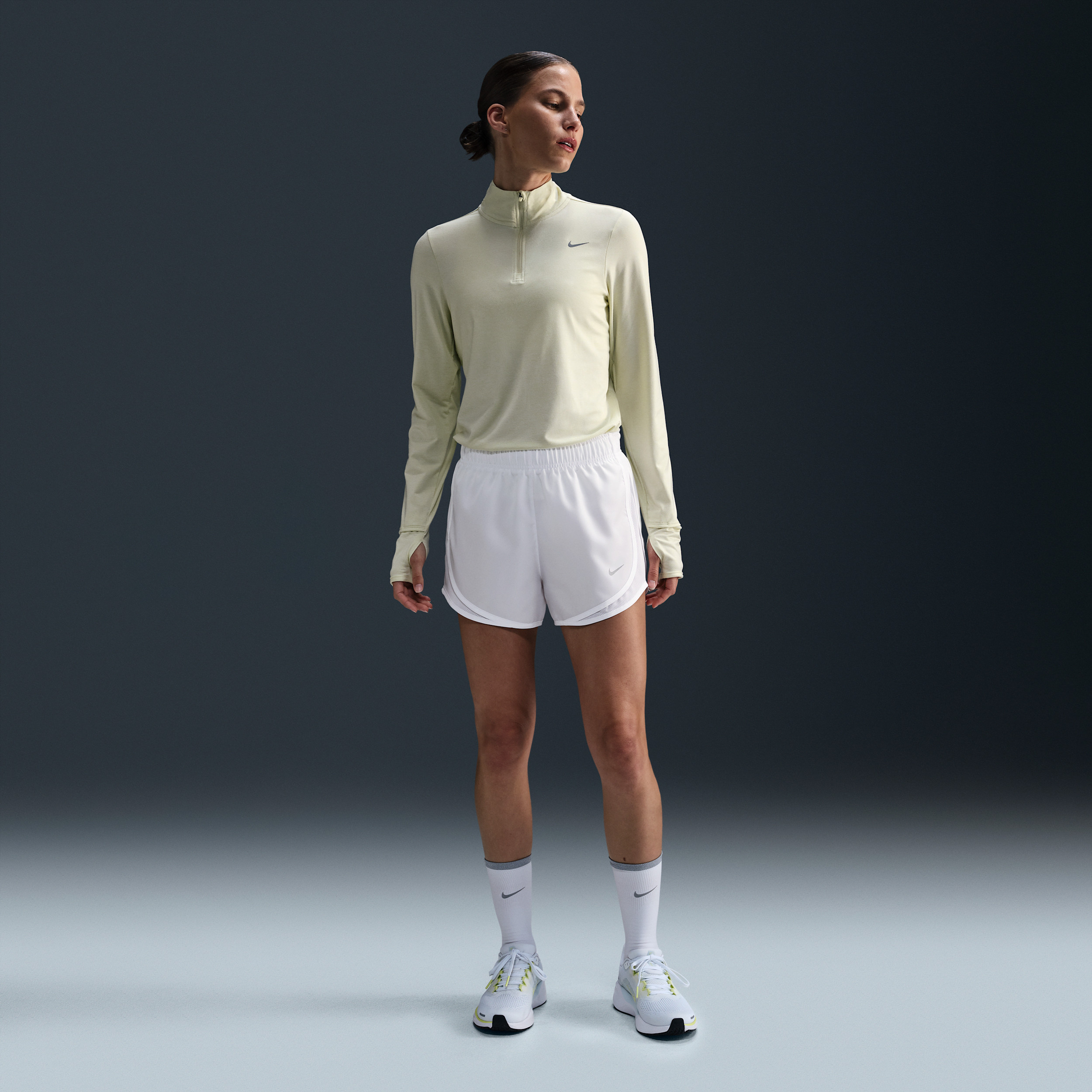 Nike Women's Tempo Dri-FIT Mid-Rise Brief-Lined Running Shorts in White | HM6096-100 | Nike (US)