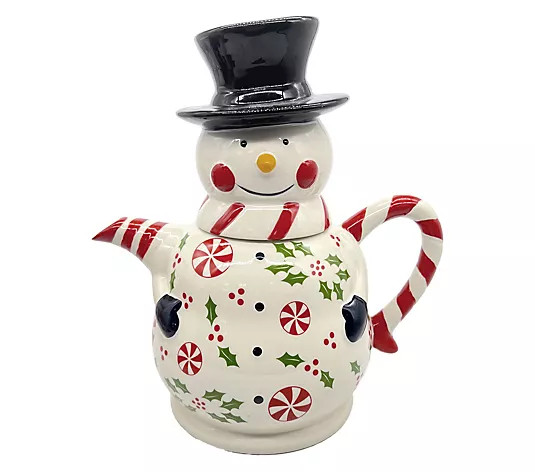 Temp-tations Nostalgic Seasonal 1.75-qt Snowman Teapot - QVC.com | QVC