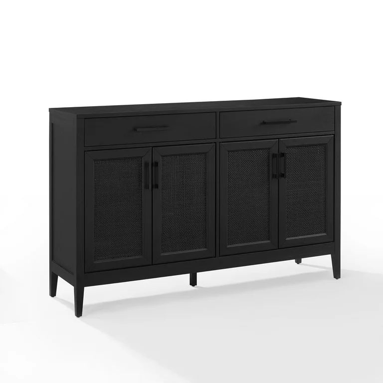 Crosley Furniture Milo Modern MDF Wood and Rattan Sideboard in Black | Walmart (US)