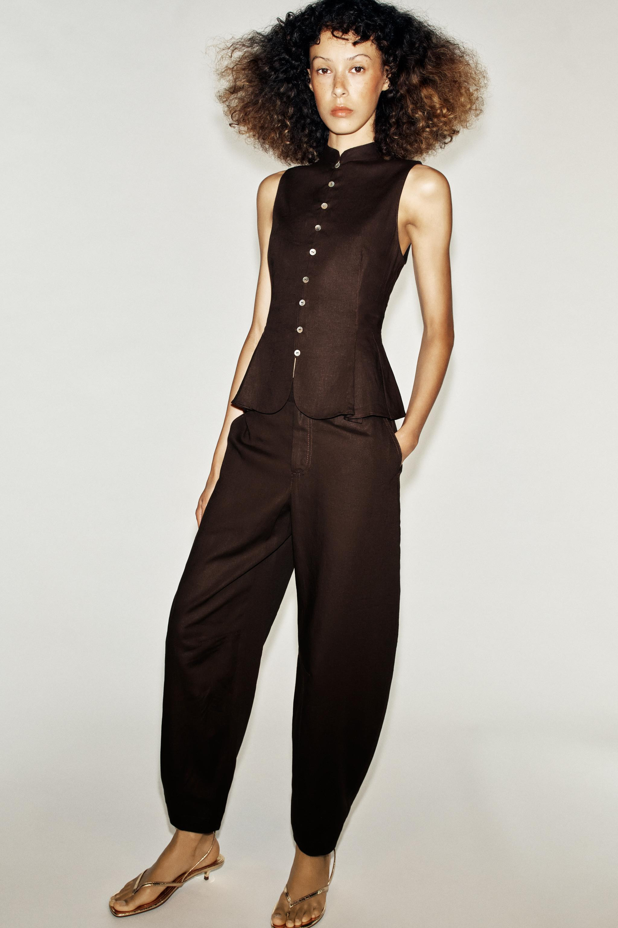 LINEN BLEND BARREL TROUSERS | Zara NL