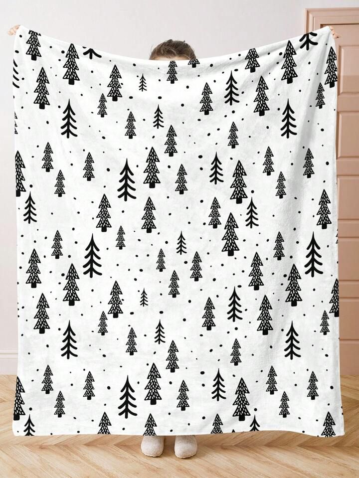 1 Stück Winter Wald Loop Gekritzel Tannenbaum Muster, Decke, weich Warmer Plüsch Decke, Geeigne... | SHEIN