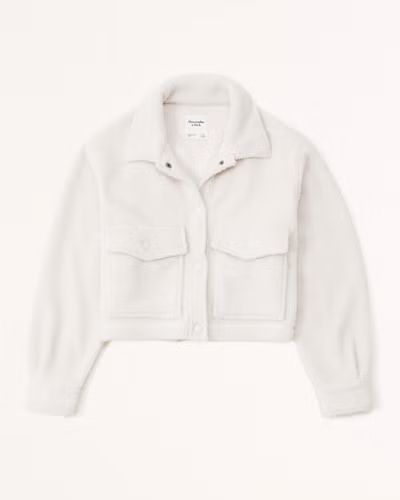 Women's Cropped Sherpa Shirt Jacket | Women's Clearance | Abercrombie.com | Abercrombie & Fitch (US)