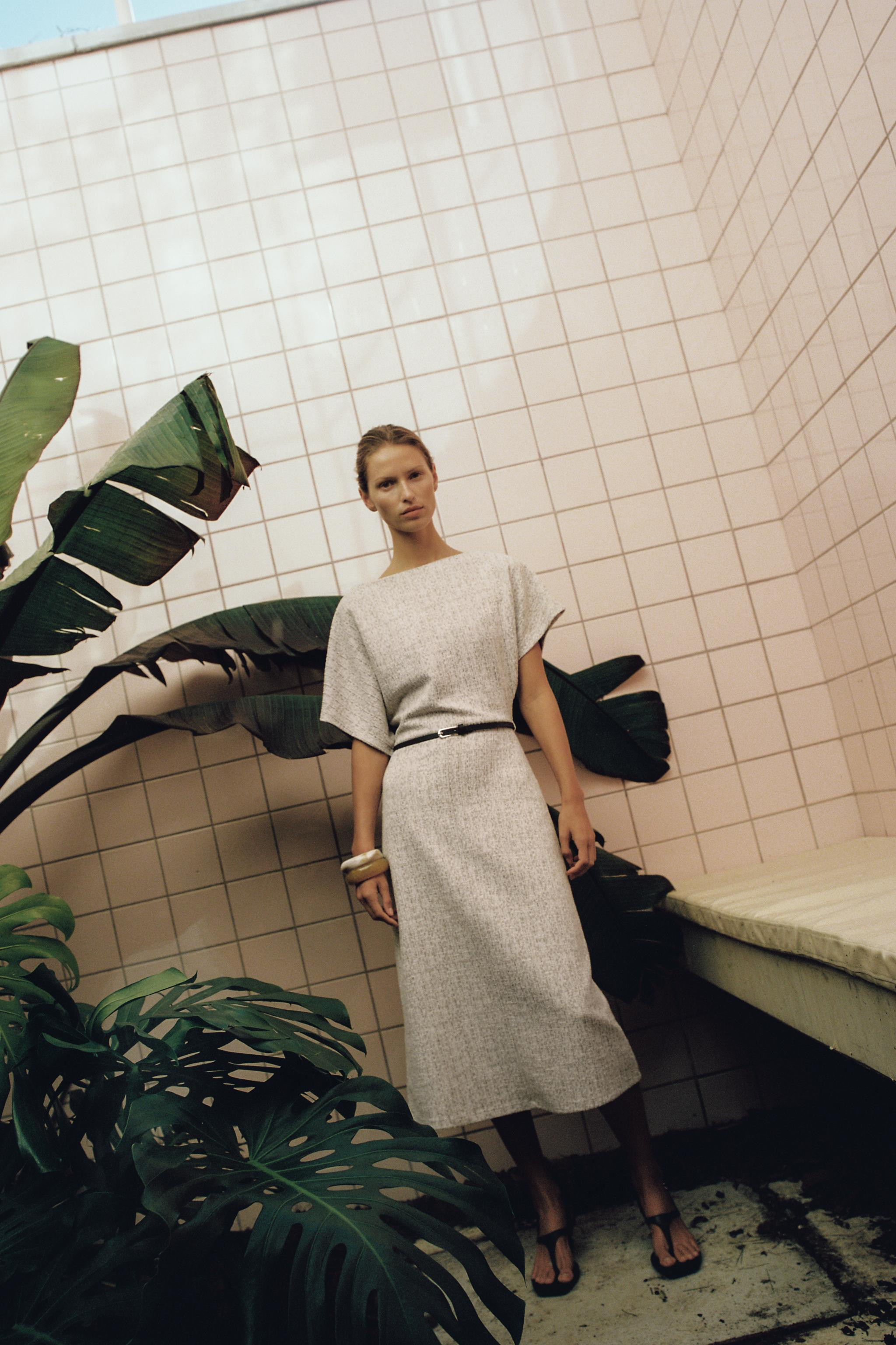 TEXTURED BELTED MIDI DRESS | Zara US