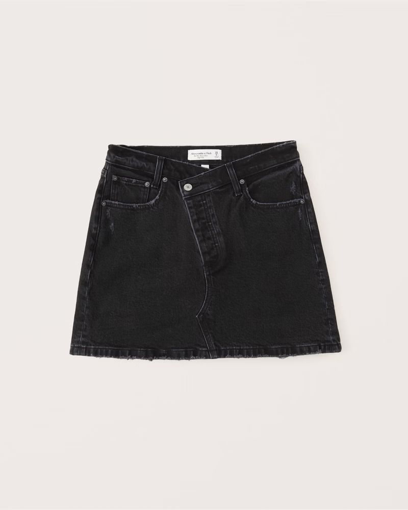 Curve Love Crossover Waistband Denim Mini Skirt | Abercrombie & Fitch (US)