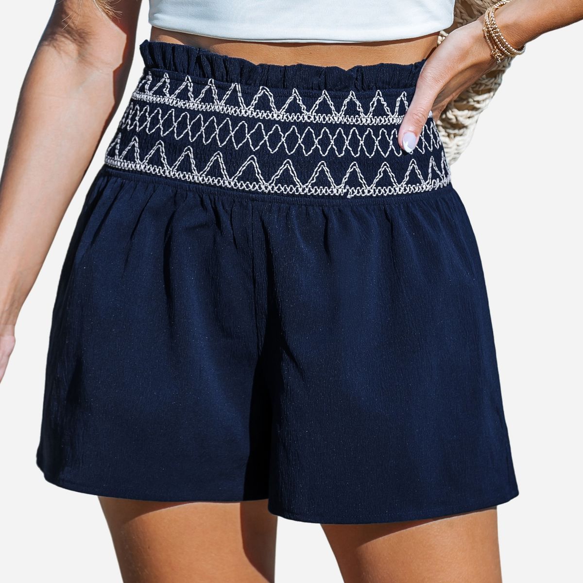 Women's Smocking Embroidered Wide Leg Shorts - Cupshe | Target