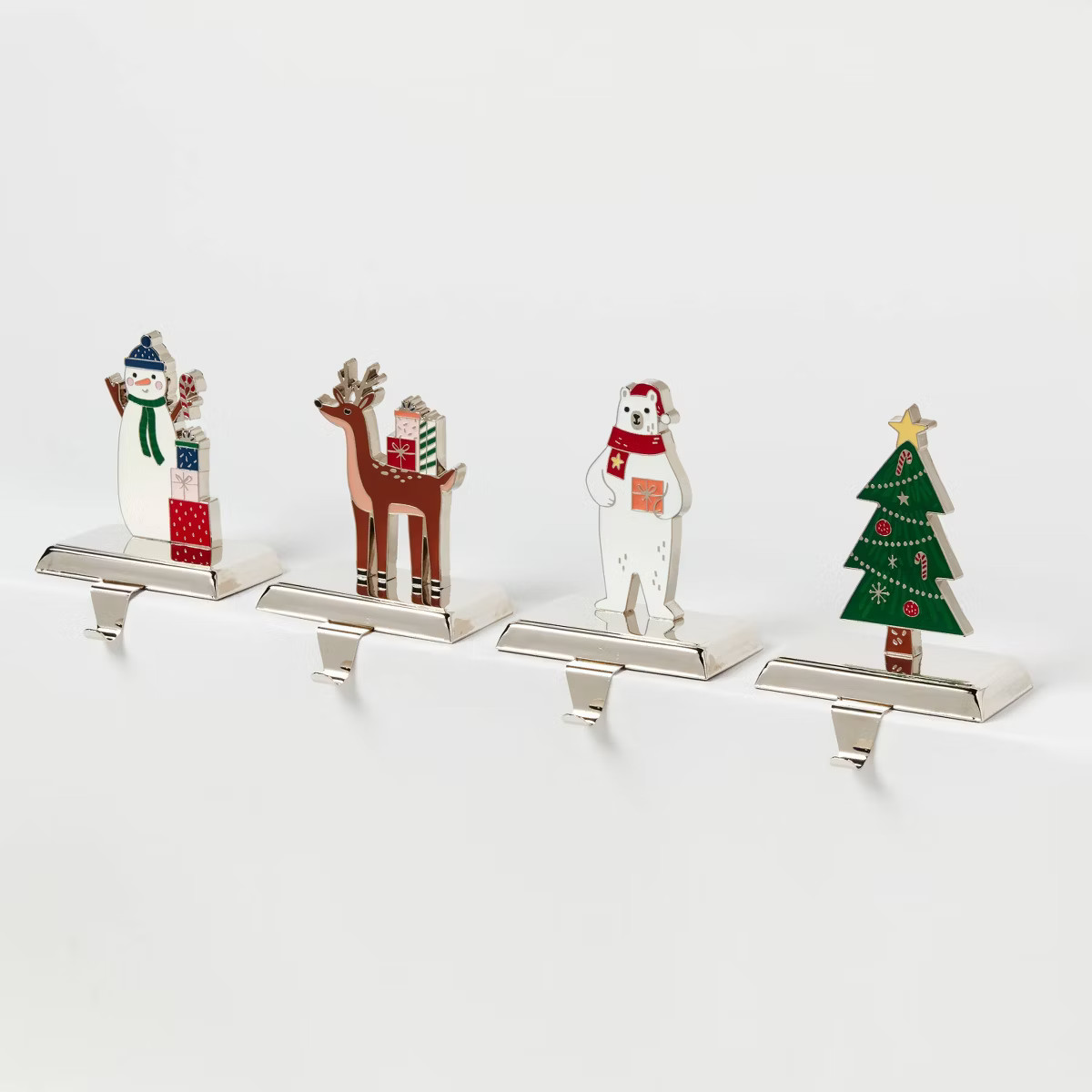 4pk Metal Holiday Character Christmas Stocking Holder Snowman/Tree/Deer/Polar Bear - Wondershop... | Target