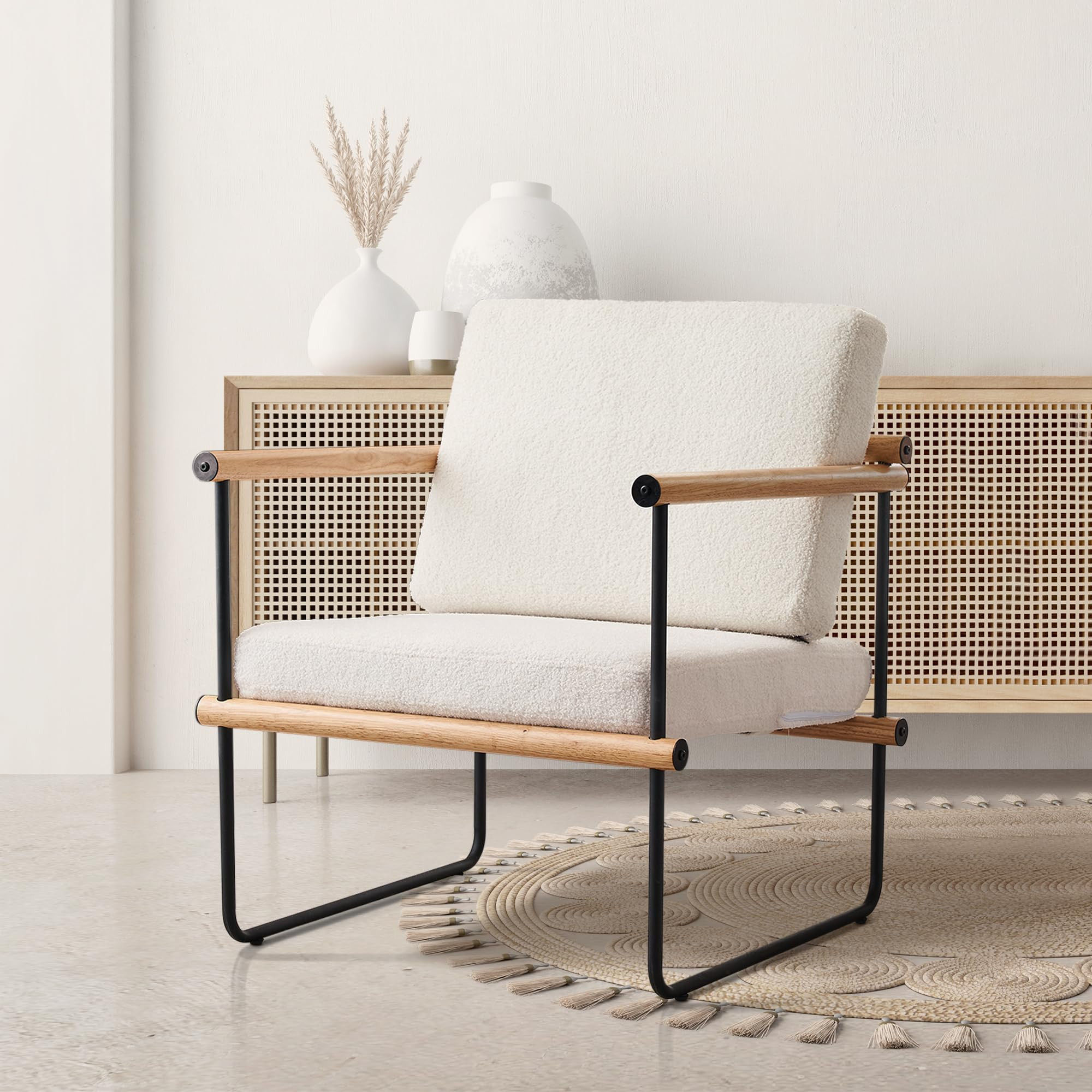 29in Boucle Fabric Accent Chair for Bedroom, Modern Lounge Chair for Living Room, Upholstered Rea... | Amazon (US)