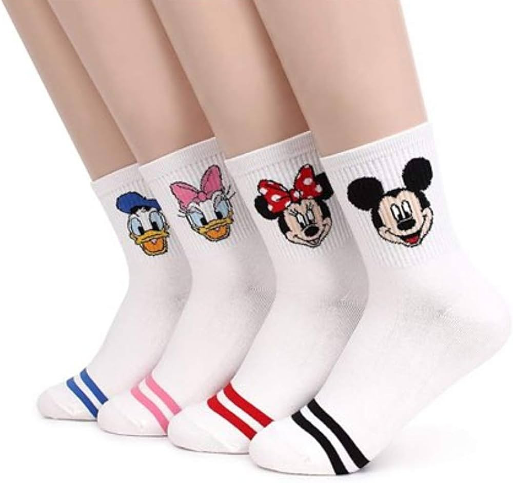 Amazon.com: Disney Official Licensed Women Crew Socks 4 Pairs Mickey Minnie Donald Daisy : Clothi... | Amazon (US)