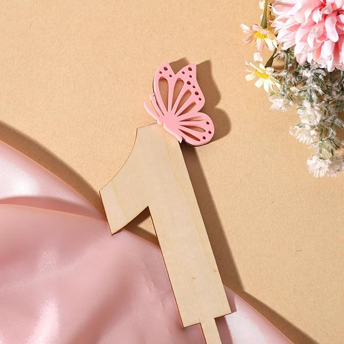Butterfly One Cake Topper - Acrylic Pink Butterfly and Wood One Cake Topper, Wildflower, Fairy Th... | Amazon (US)