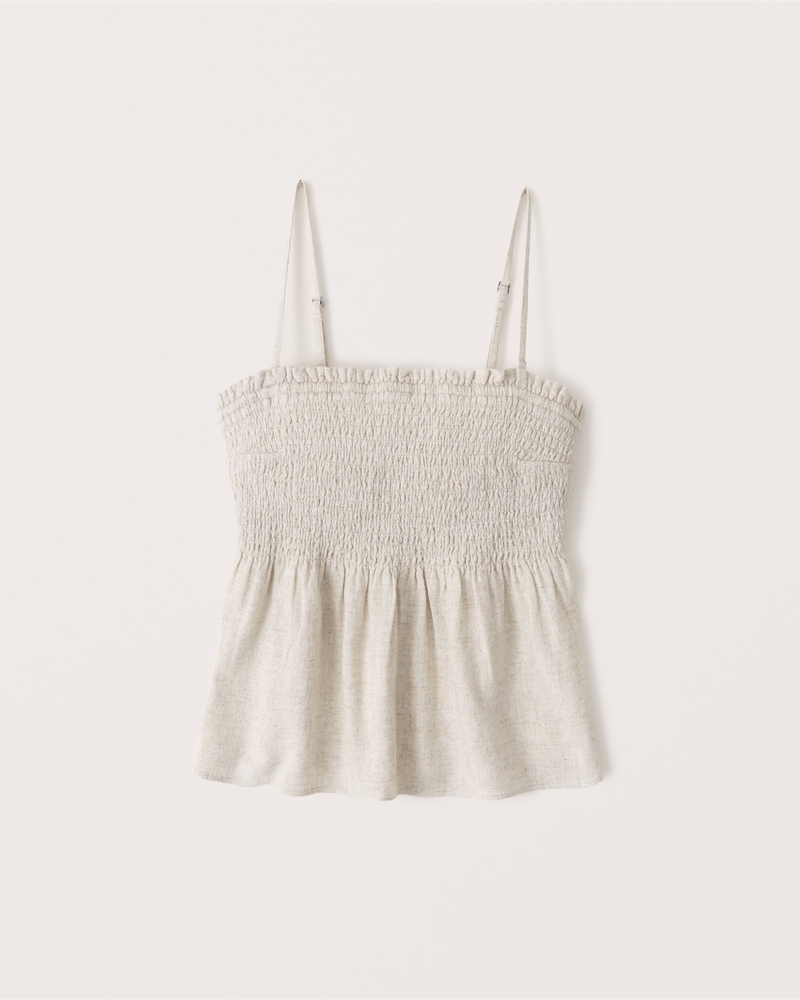 Smocked Linen Cami | Abercrombie & Fitch (US)