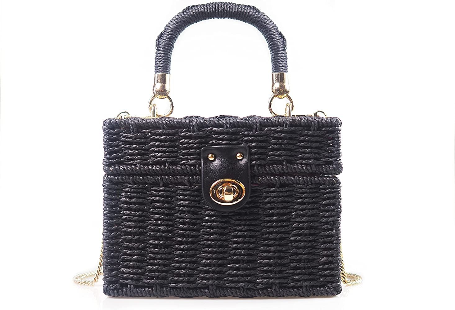 JIYALI Handwoven Rattan vintage purse Bag Natural Chic Casual Handbag Beach Sea tote Basket Straw va | Amazon (US)