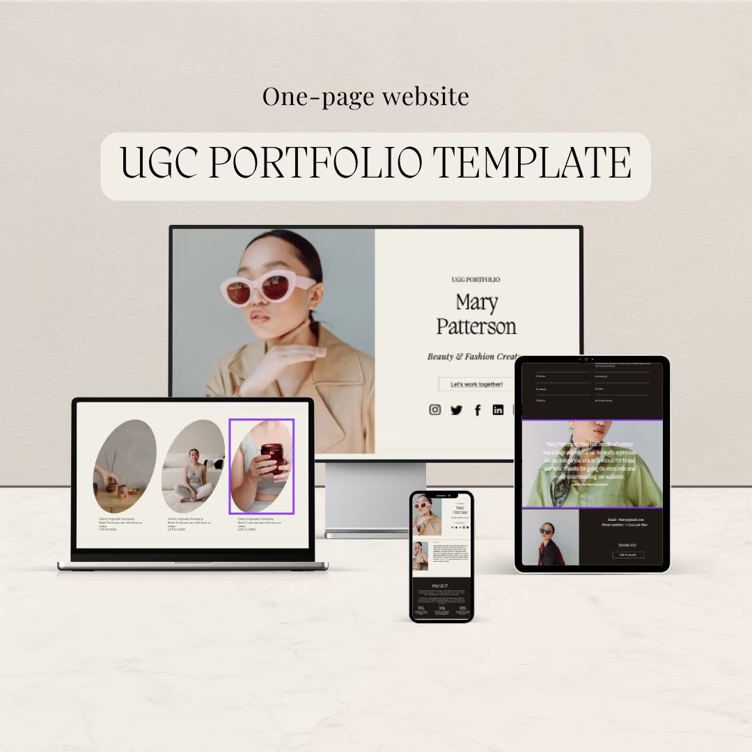 UGC Portfolio | UGC Template | UGC Media Kit | Minimalist ugh Portfolio Template | Canva Editable... | Etsy (US)