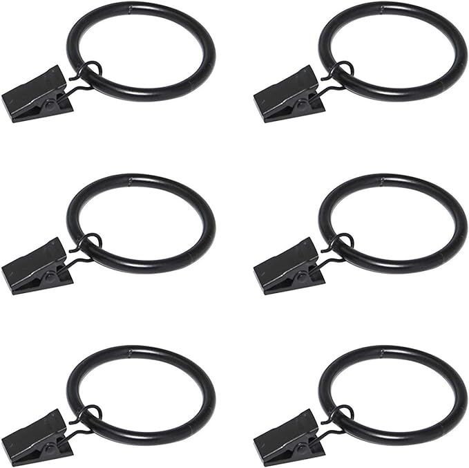 Black Curtain Rod Ring Clips, Coideal 50 Pack Rustproof Metal Drapery Ring with Hook/Hanger Clips... | Amazon (CA)