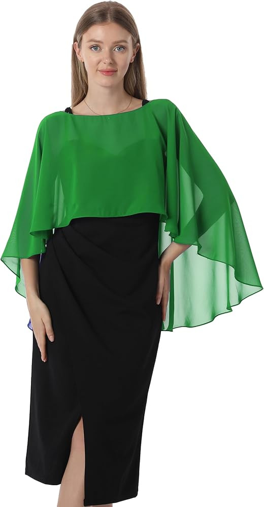 This item:  Hotshawl Capelets for Women Chiffon Cape Shawls and Wraps for Evening Dress Wedding C... | Amazon (US)