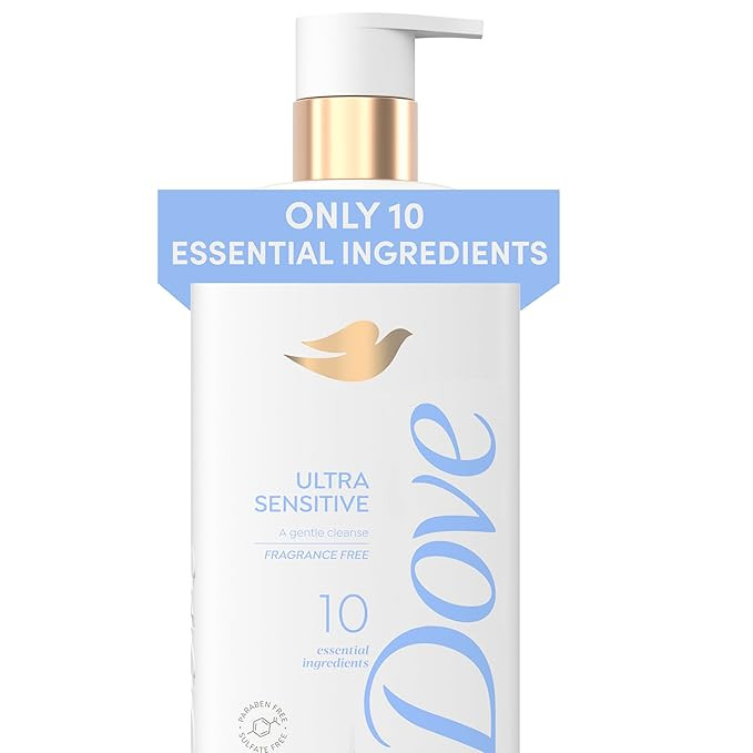 Dove Fragrance Free Body Wash Ultra Sensitive Gentle all-over cleanse 10 essential ingredients 18... | Amazon (US)
