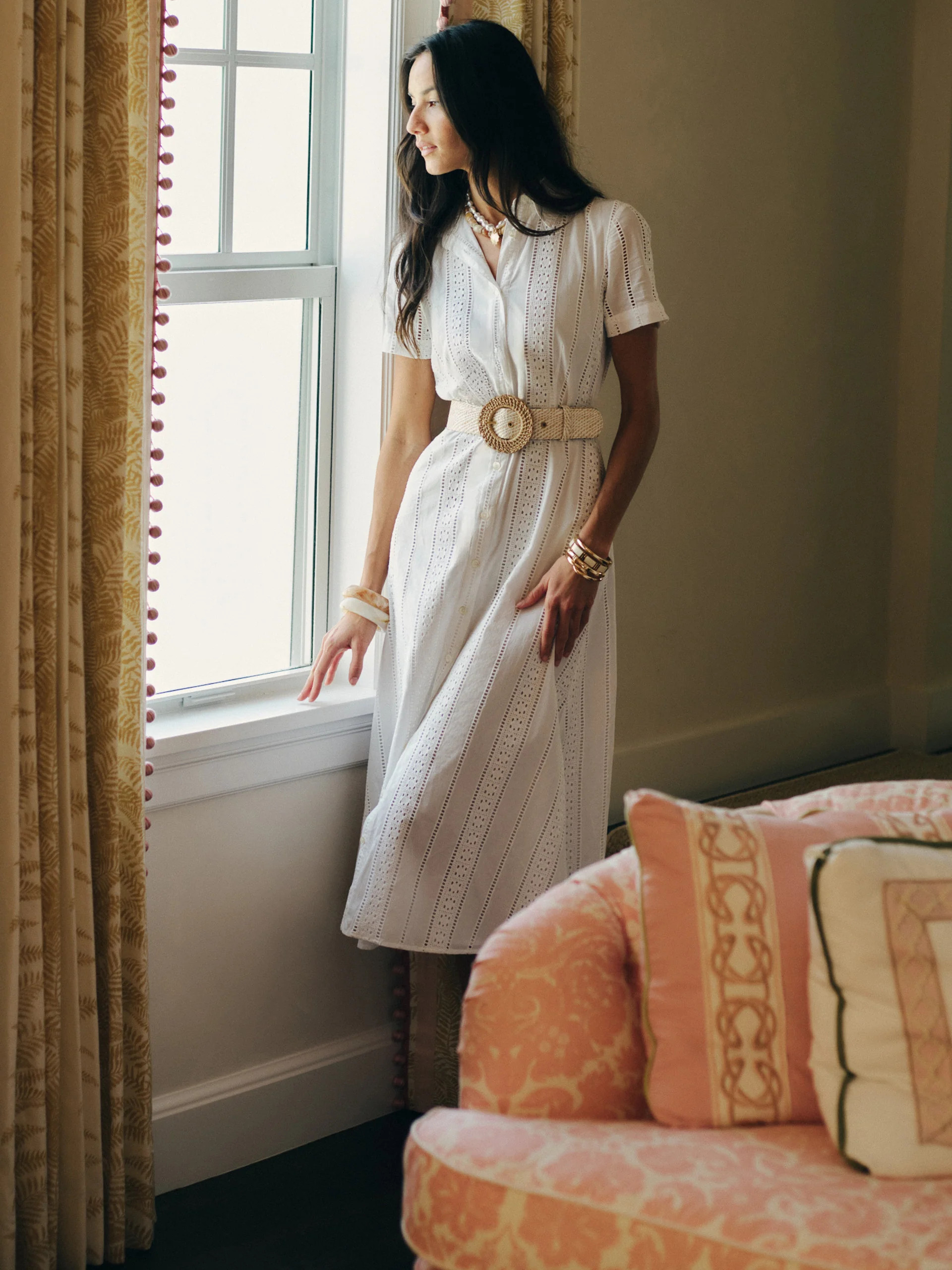 White Eyelet Kalinda Dress | Women's Dresses | J.McLaughlin | J.McLaughlin