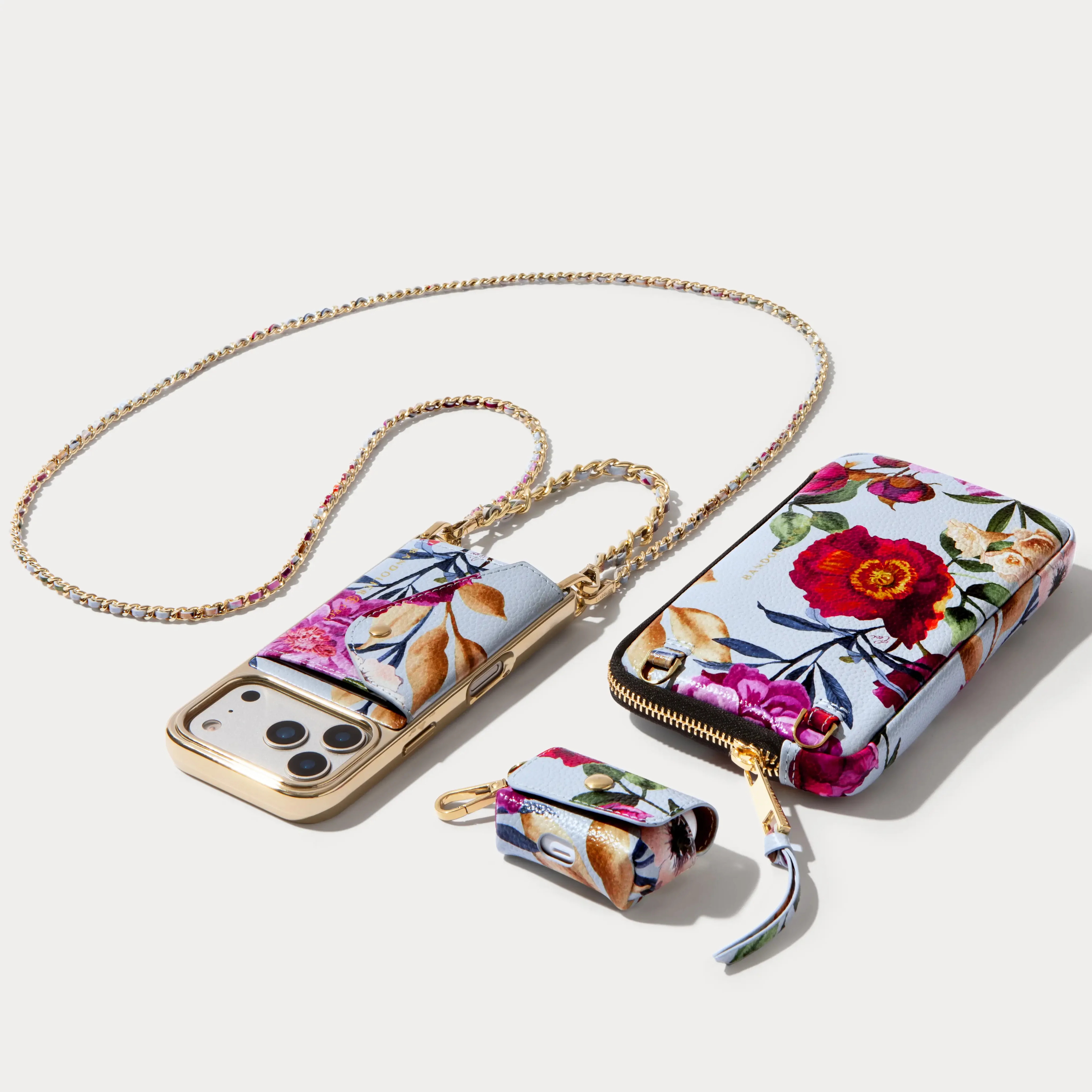 Lily Essentials Set - Ceci Blue Floral Chrome/Gold | Bandolier