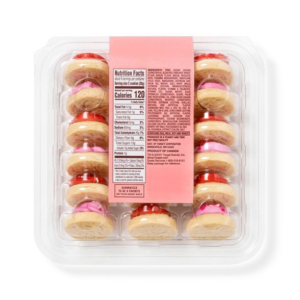 Valentine's Day Red & Pink Frosted Mini Cookies - 9.4oz/18ct - Favorite Day™ | Target