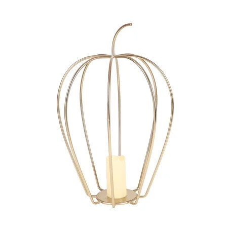 Gold Metal Pumpkin Lantern Halloween Decoration, 26"H, by Way To Celebrate | Walmart (US)