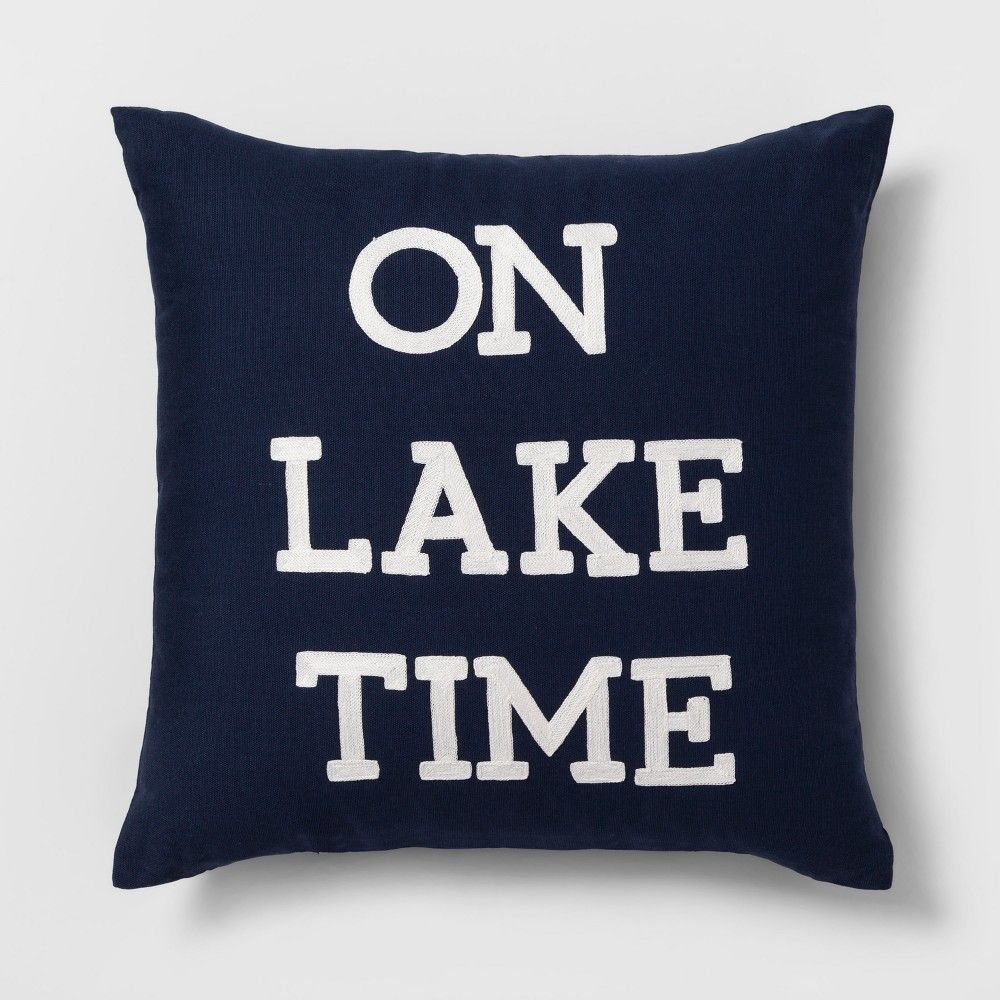 On Lake Time"" Square Throw Pillow Navy - Threshold | Target