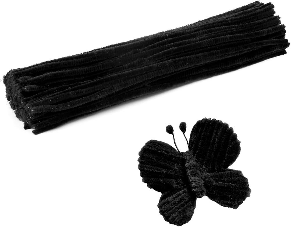 60 Pieces Black Pipe Cleaners,Pipe Cleaners Chenille Stem,Art Pipe Cleaners for Creative Home Dec... | Amazon (US)