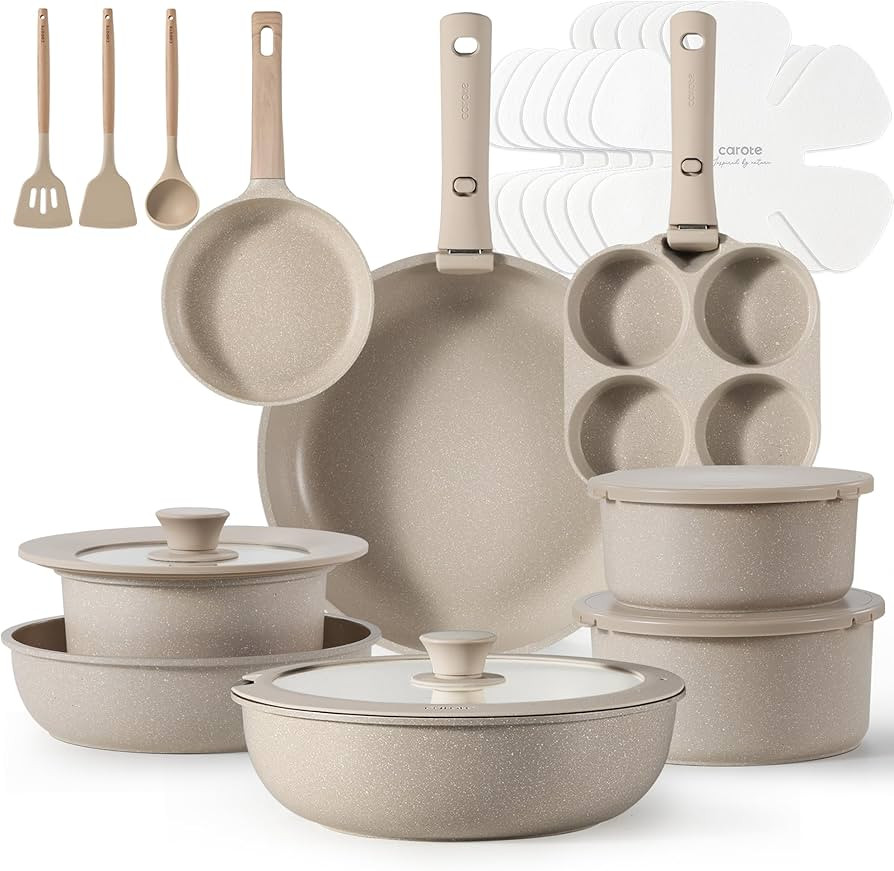 CAROTE 23pcs Detachable Handle Pots and Pans Set, Nonstick Cookware Set, Removable Handle Pots an... | Amazon (US)