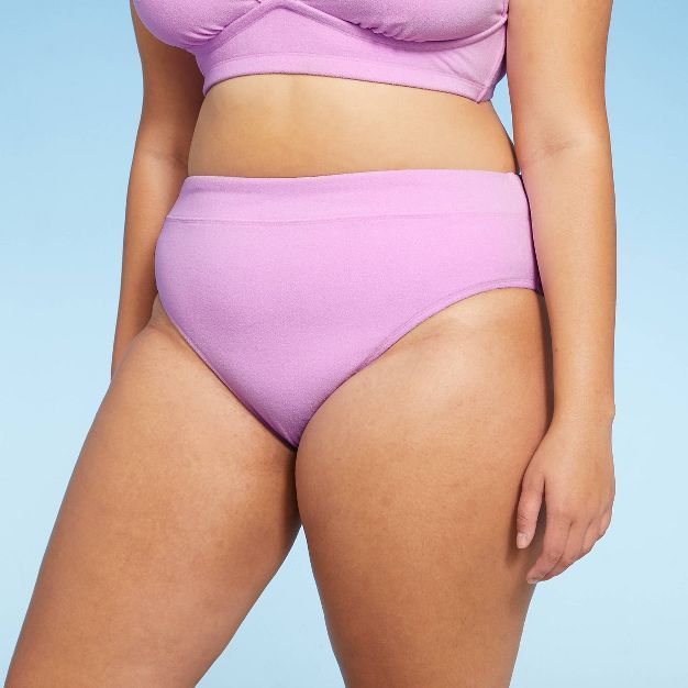 Juniors' Plus Size Terry High Waist Bikini Bottom - Xhilaration™ Lavender | Target