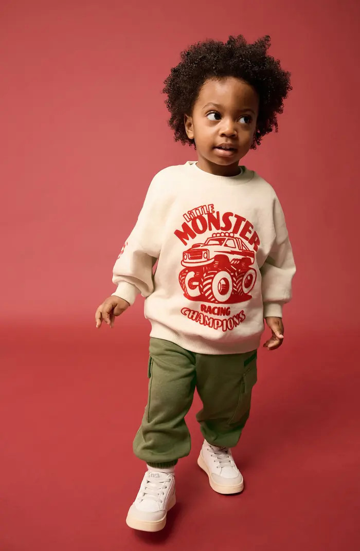 Kids' Monster Truck Cotton Blend Sweatshirt & Sweatpants Set | Nordstrom