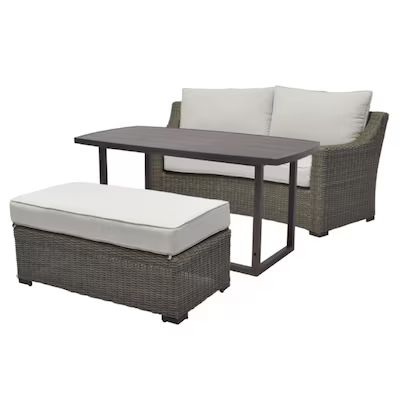 allen + roth  Monrose park 3-Piece Wicker Patio Conversation Set with Cushions | Lowe's