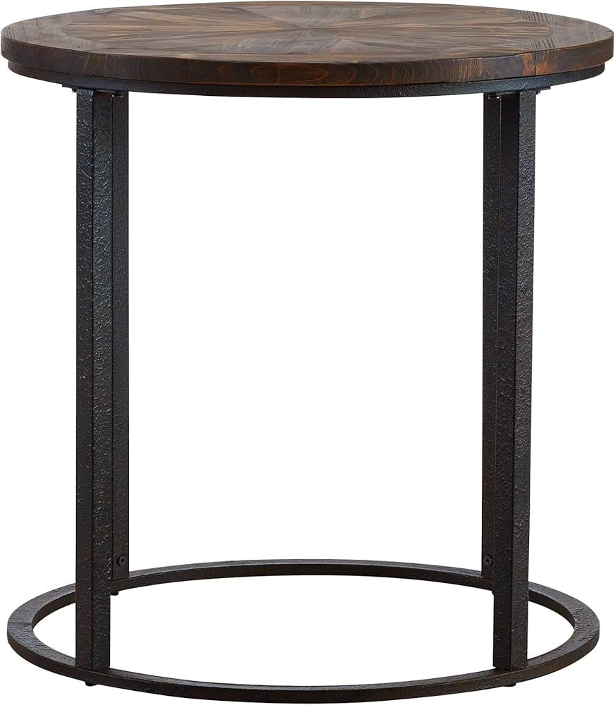 SEI Furniture Landsmill Round Industrial End Table, Natural | Amazon (US)