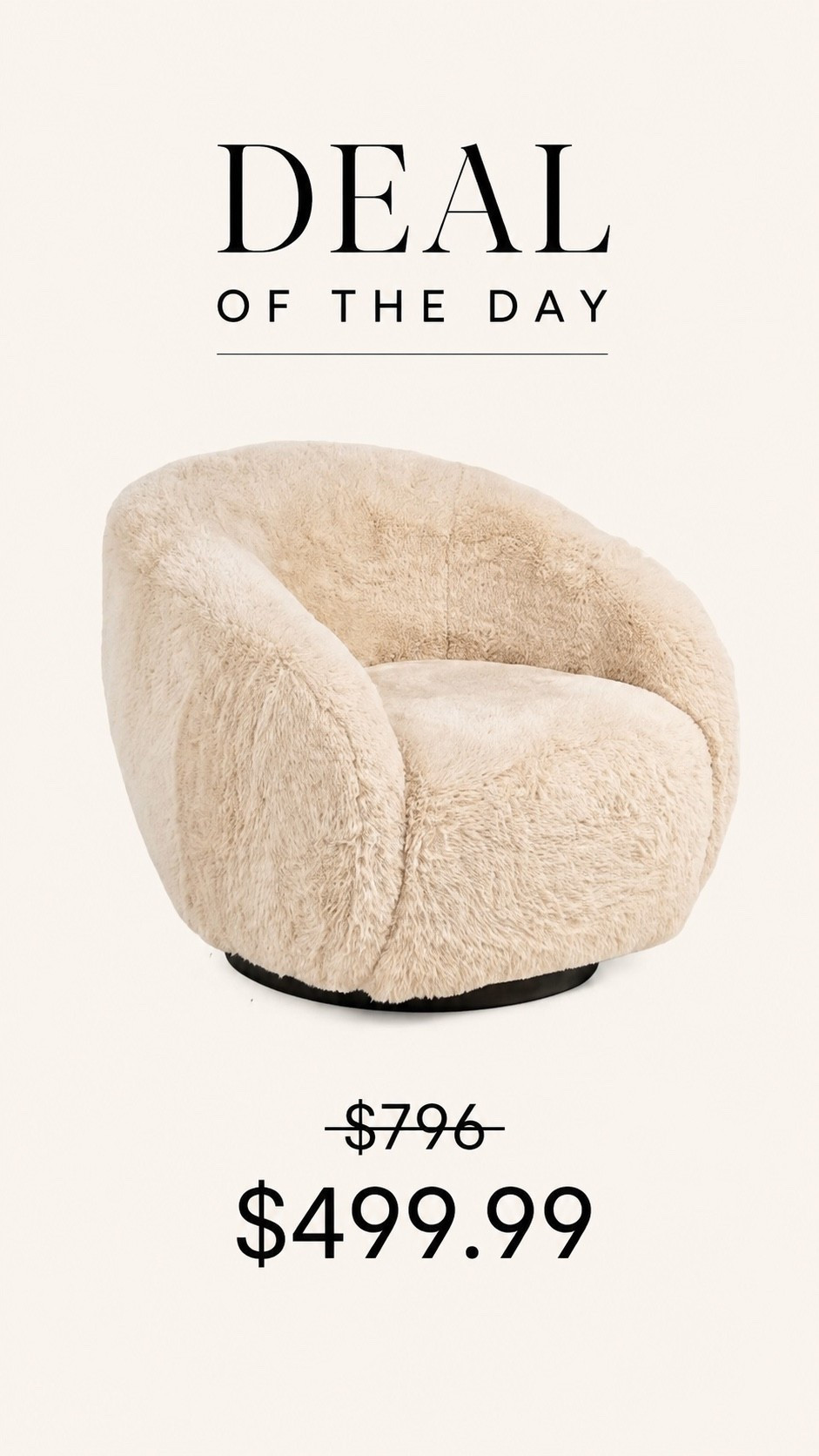 Teddy Chair Deal of the Day

This cozy teddy swivel chair looks so high-end and designer inspired. The soft texture + curved silhouette make it the perfect statement chair for a bedroom, reading nook, or living room corner. Currently marked down from $796 to $499.99. Neutral, cozy, and such a good find.

#LTKHome #LTKSaleAlert