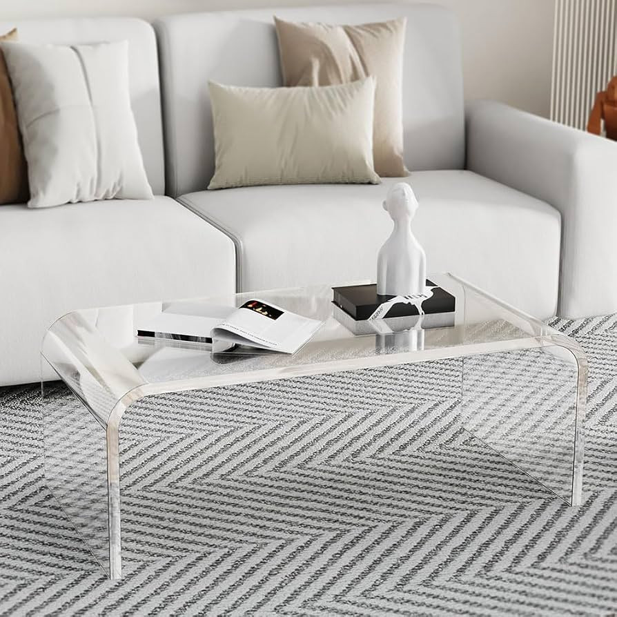 MESAILUP Premium Acrylic Coffee Table, 32" L x 16" W x16'' H x3/4'' Thickness (19mm), Clear Moder... | Amazon (US)
