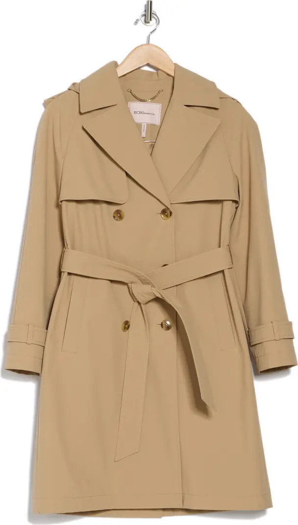 Water Resistant Hooded Double Breasted Trench Coat | Nordstrom Rack