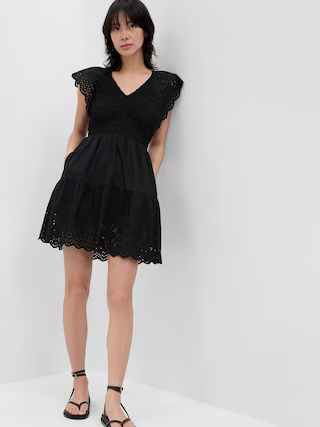 Flutter Sleeve Eyelet Mini Dress | Gap (US)