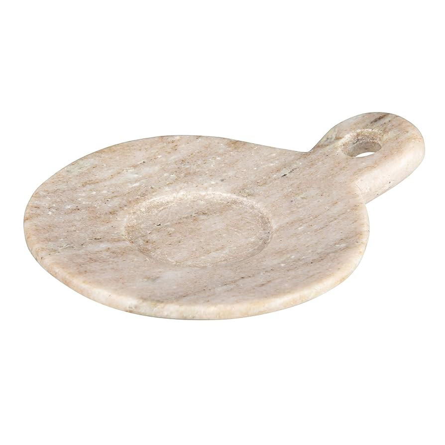 Creative Co-Op Hand-Carved Marble Dish with Handle, Beige | Amazon (US)
