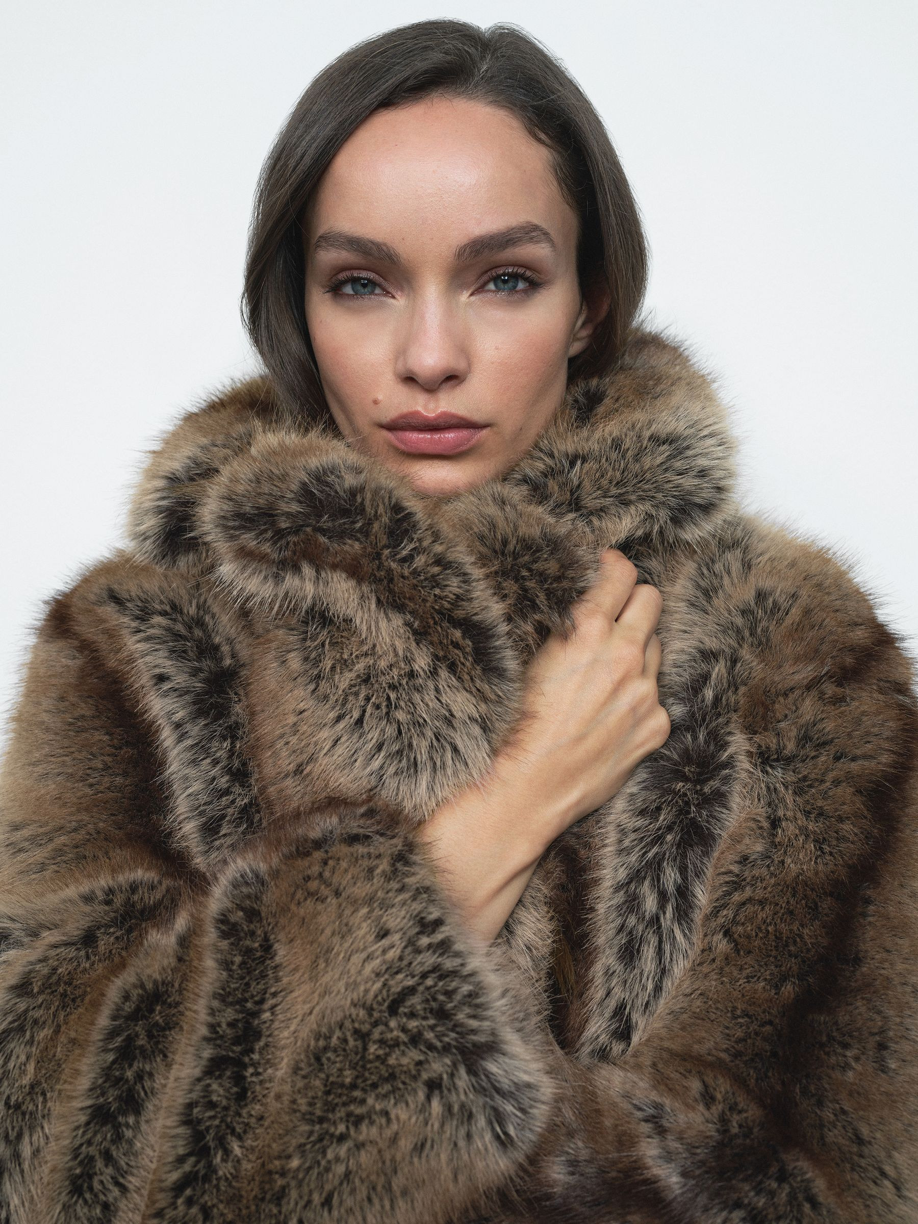 Faux-Fur Coat in Brown | Reiss UK