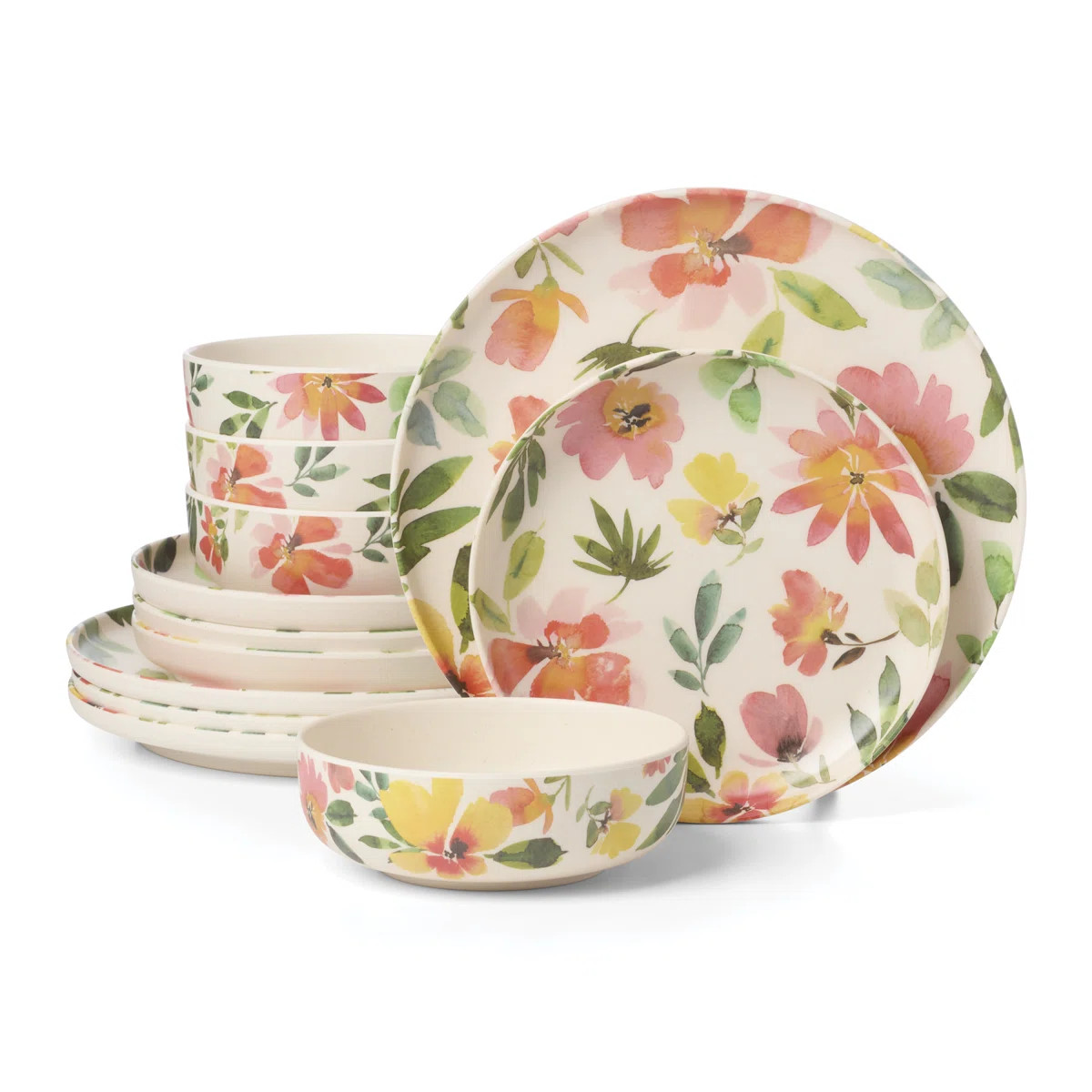 Oneida 24 Seven Melamine Floral 12-Piece Dinnerware Set | Wayfair North America