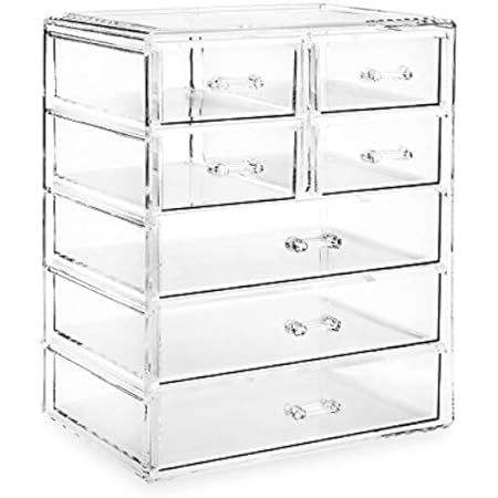 Casafield Acrylic Cosmetic Makeup Organizer & Jewelry Storage Display Case - 4 Large, 2 Small Drawer | Amazon (US)