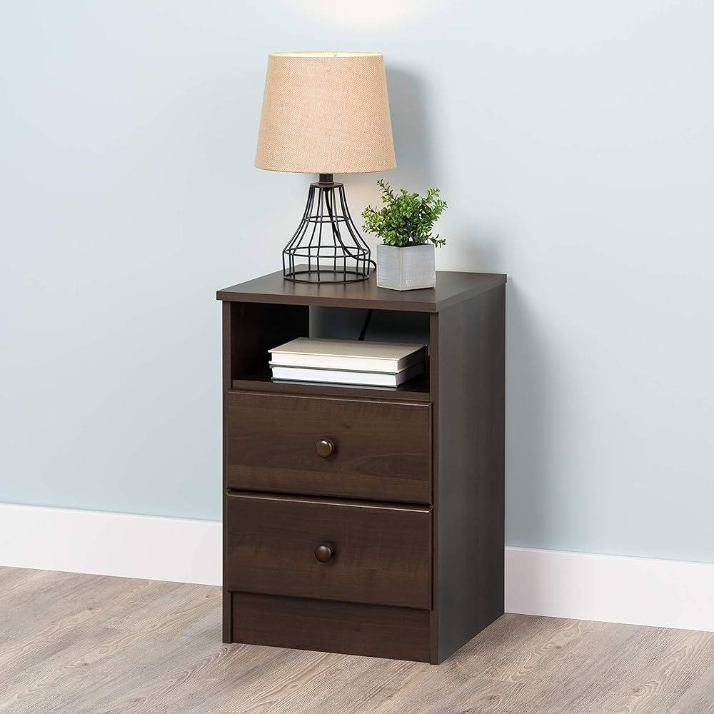 Prepac Astrid Simplistic Nightstand Side Table with 2 Drawers and Open Shelf, Functional Bedside ... | Amazon (US)
