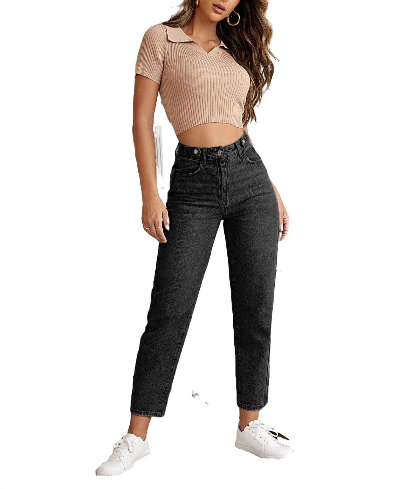 Women's Plain Tapered/Carrot Dark Grey Cropped Jeans XS (2) | Walmart (US)