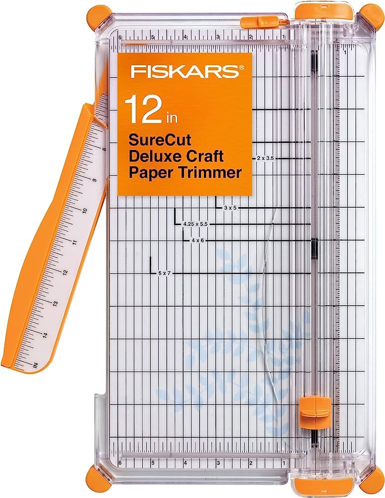 Fiskars SureCut™ Deluxe Craft Paper Trimmer - 12” Cut Length - Craft Paper Cutter with Grid L... | Amazon (US)